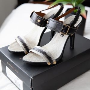 BCBGMaxAzria Black Lug Canvas Sandals